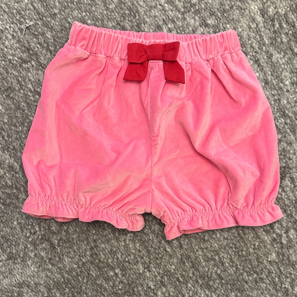 NWOT The Beaufort bonnet co. Pink Velvet bloomer Shorts Red Bow size 7